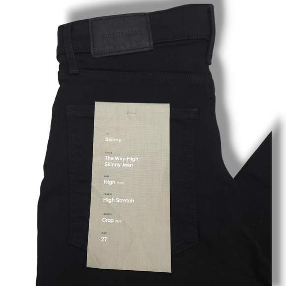NWT Everlane Way-High Organic Cotton Blend Crop Skinny Jeans Sz. 27x26.50 Black - Picture 7 of 16